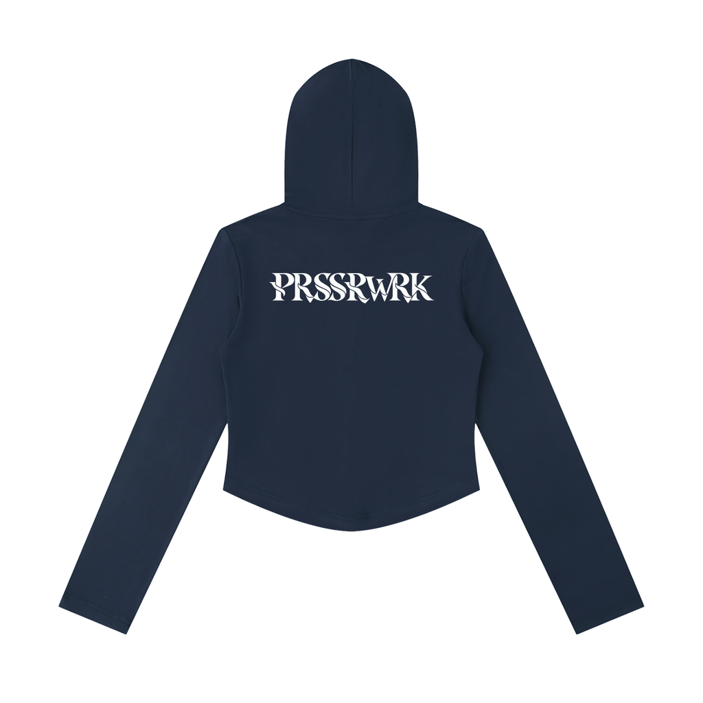 Prssrwrk Women's Slim Cropped Full Zip Hoodie