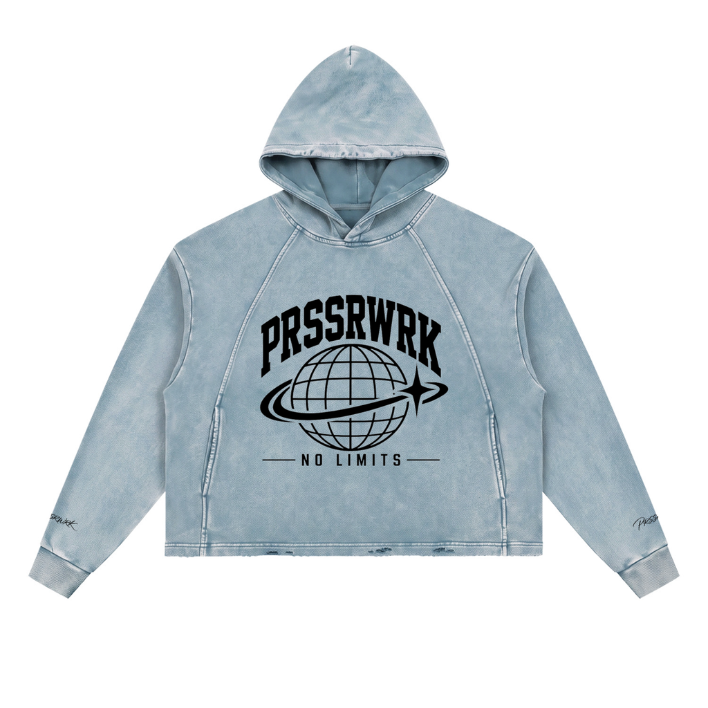 PRSSRWRK NO LIMITS Vintage Wash Hoodie – Light Blue