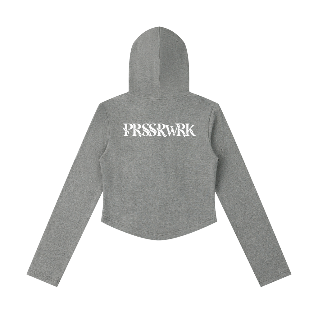 Prssrwrk Women's Slim Cropped Full Zip Hoodie