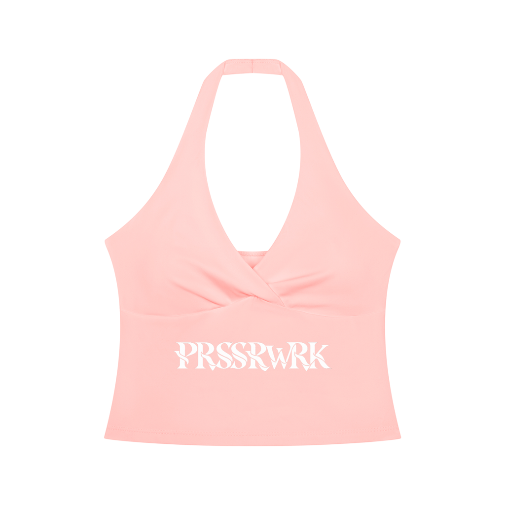 Prssrwrk Women’s Ruched Halter Yoga Tank Top