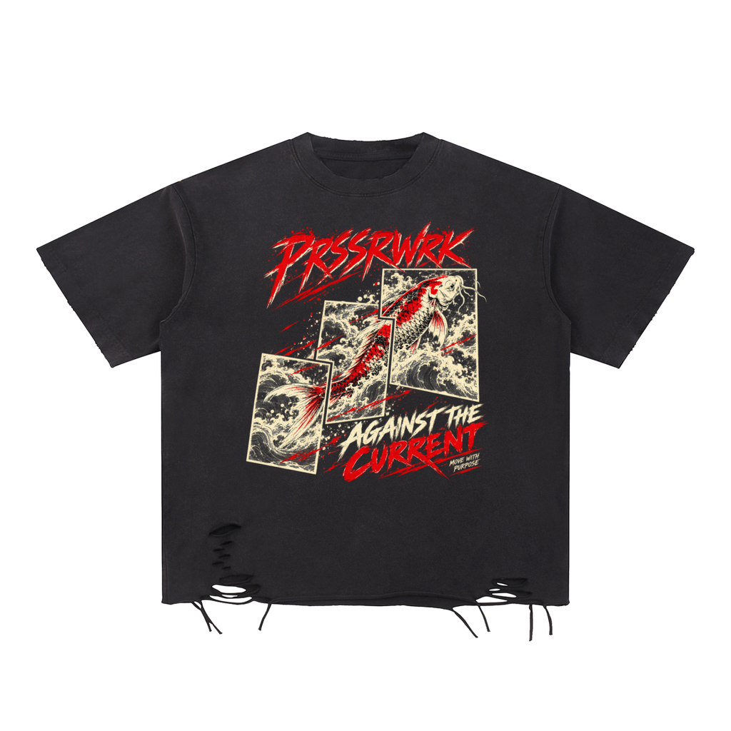 Prssrwrk Snow Washed Raw-Hem T-Shirt