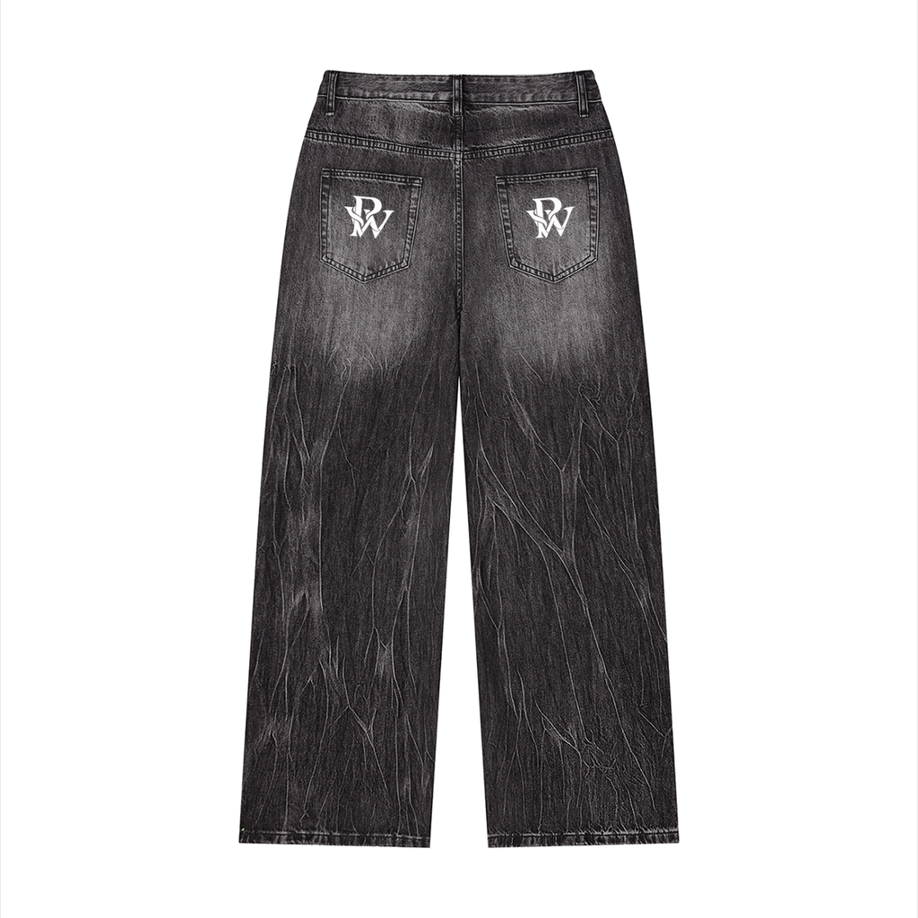 Prssrwrk Men’s Vintage Wash Wide Leg Jeans