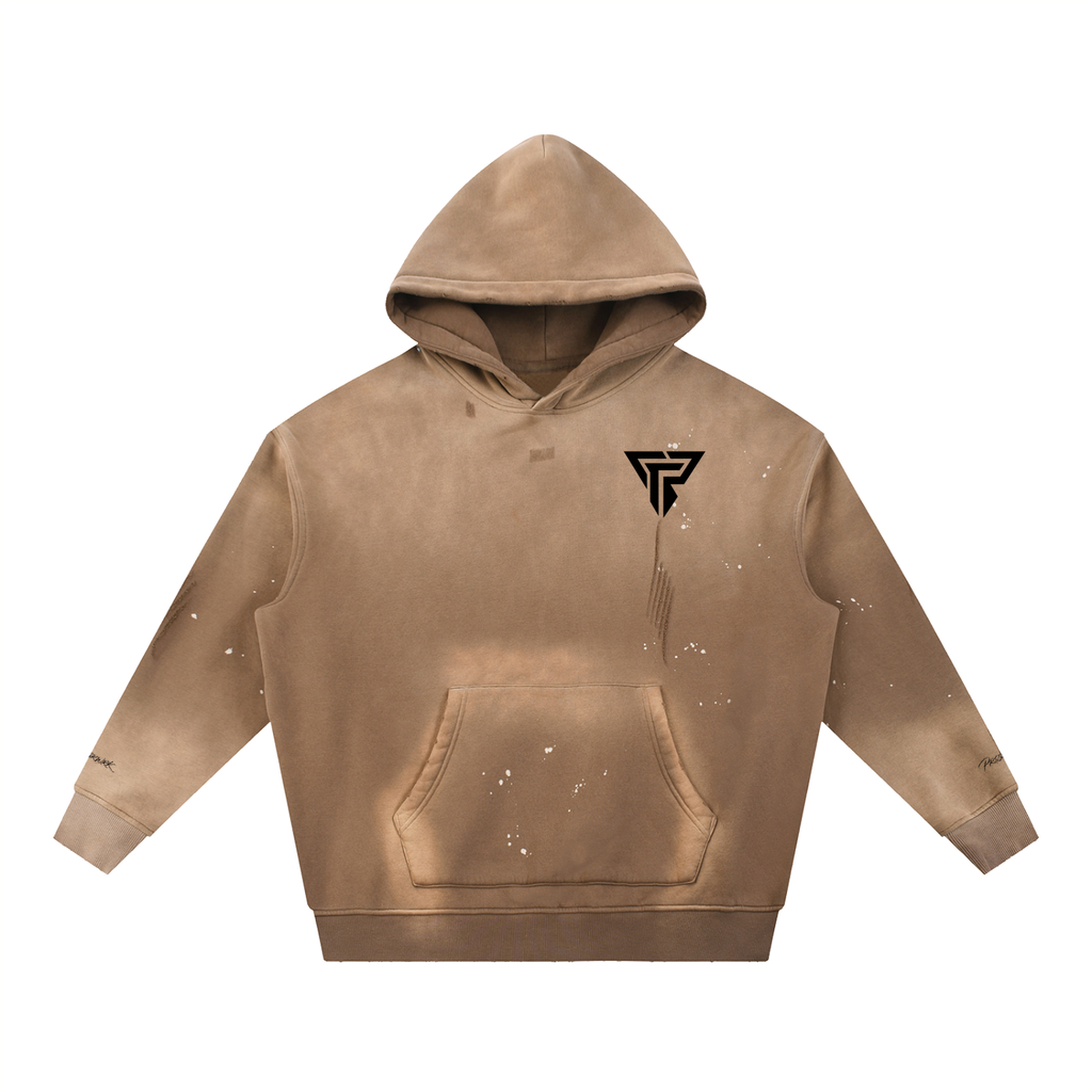 Vintage Washed Frayed Fleece Hoodie