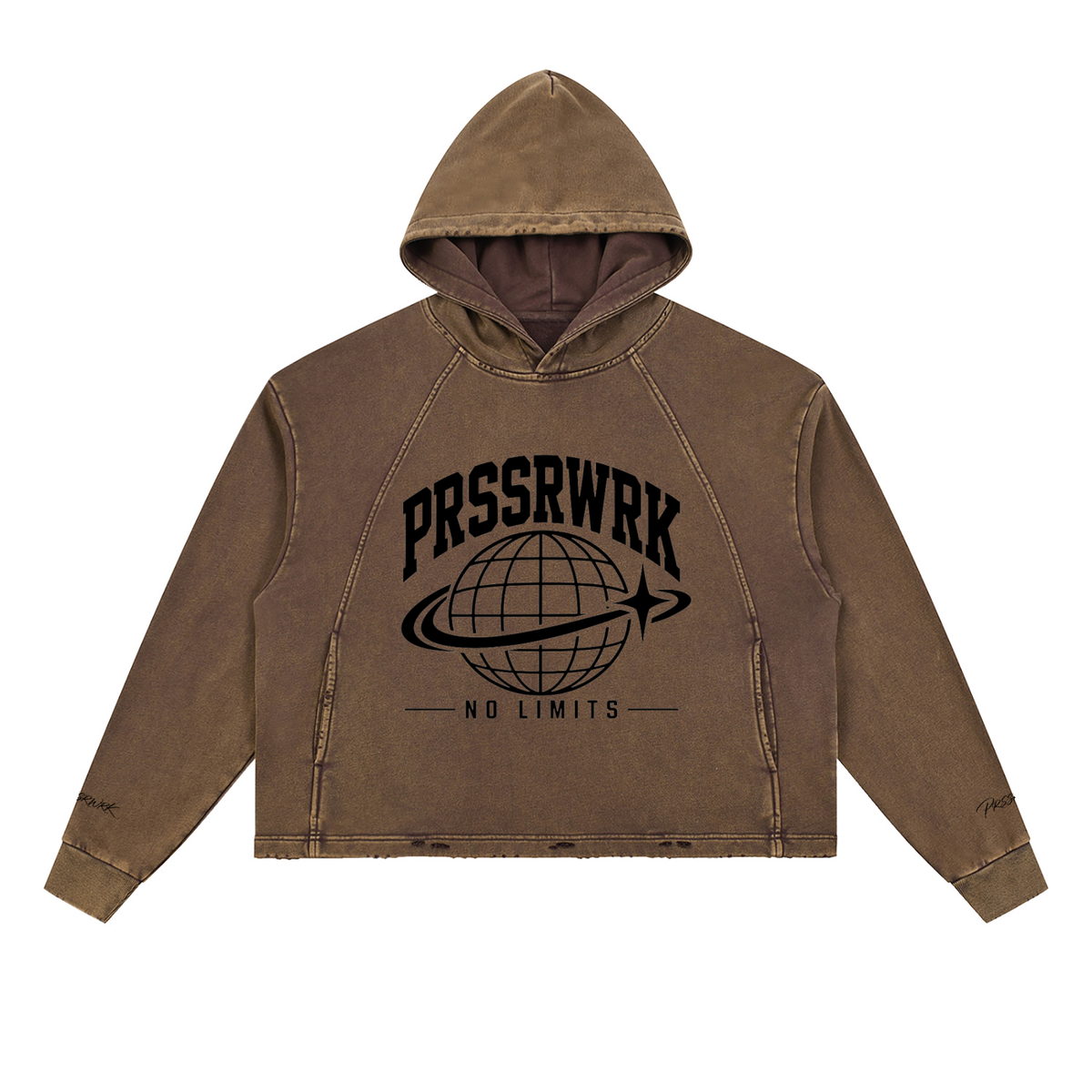 PRSSRWRK Vintage Washed Frayed-Hem Hoodie