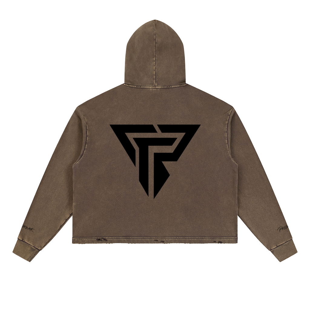 PRSSRWRK Vintage Washed Frayed-Hem Hoodie