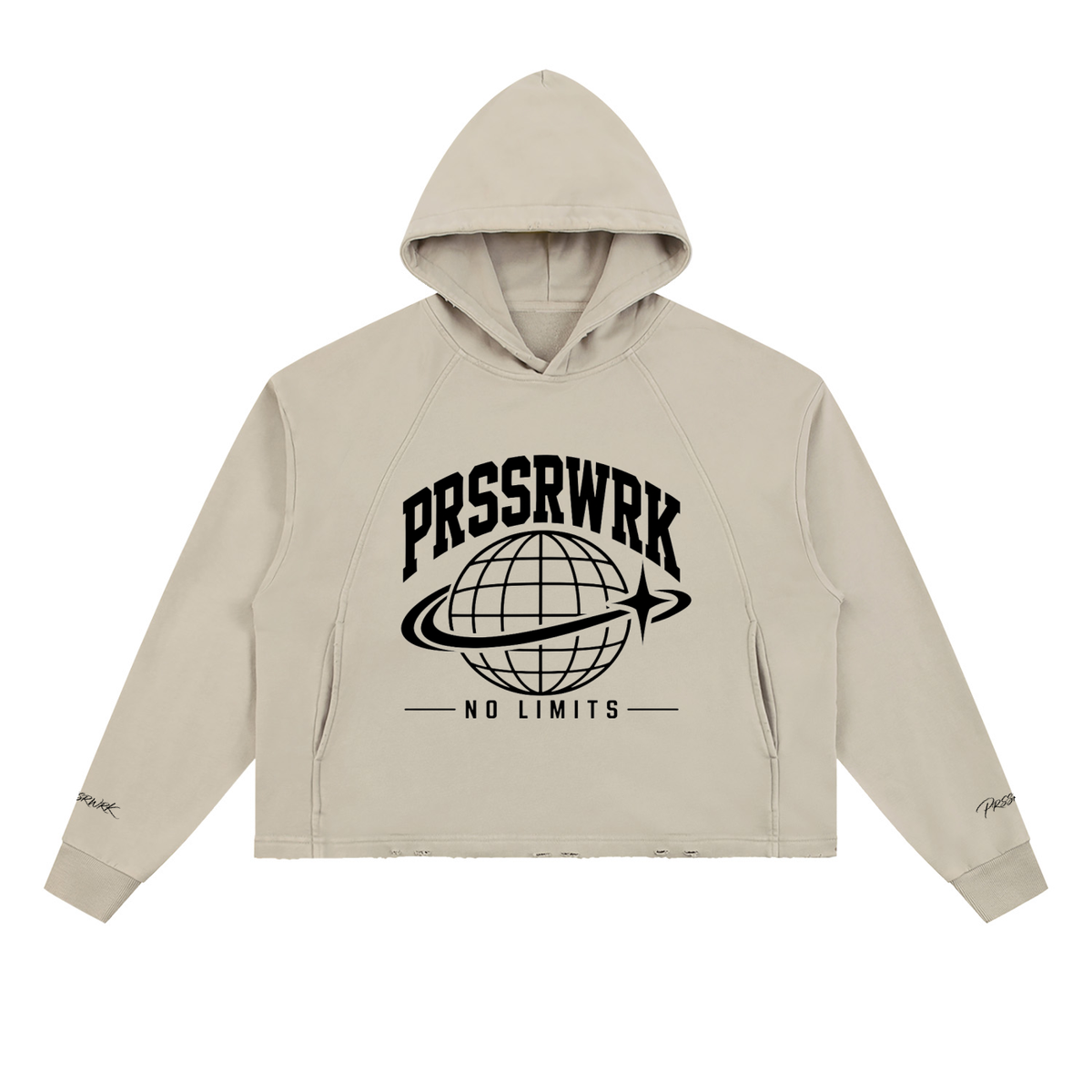 PRSSRWRK Vintage Washed Frayed-Hem Hoodie