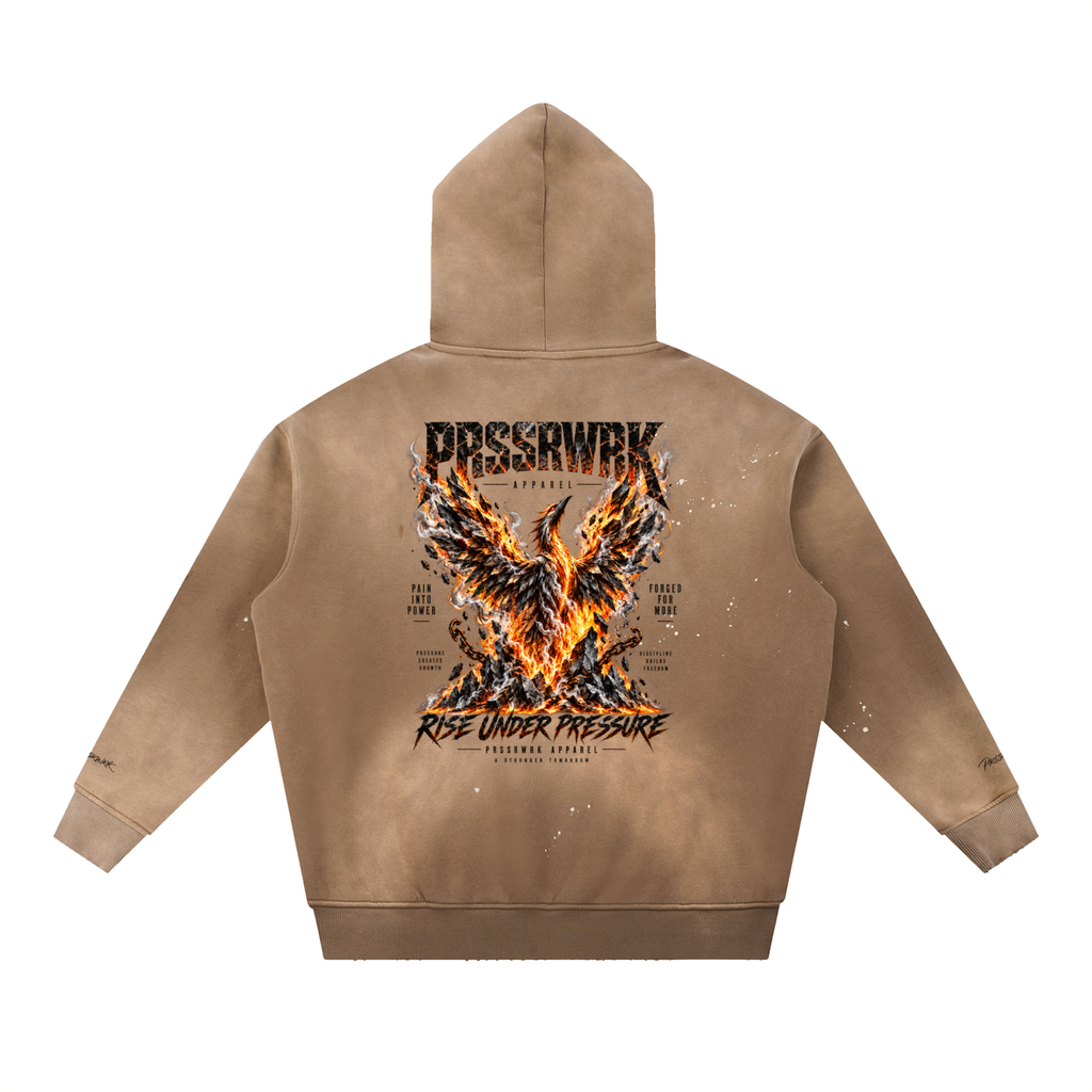 Vintage Washed Frayed Fleece Hoodie