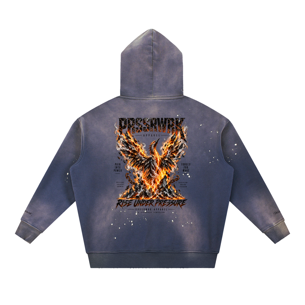 Vintage Washed Frayed Fleece Hoodie