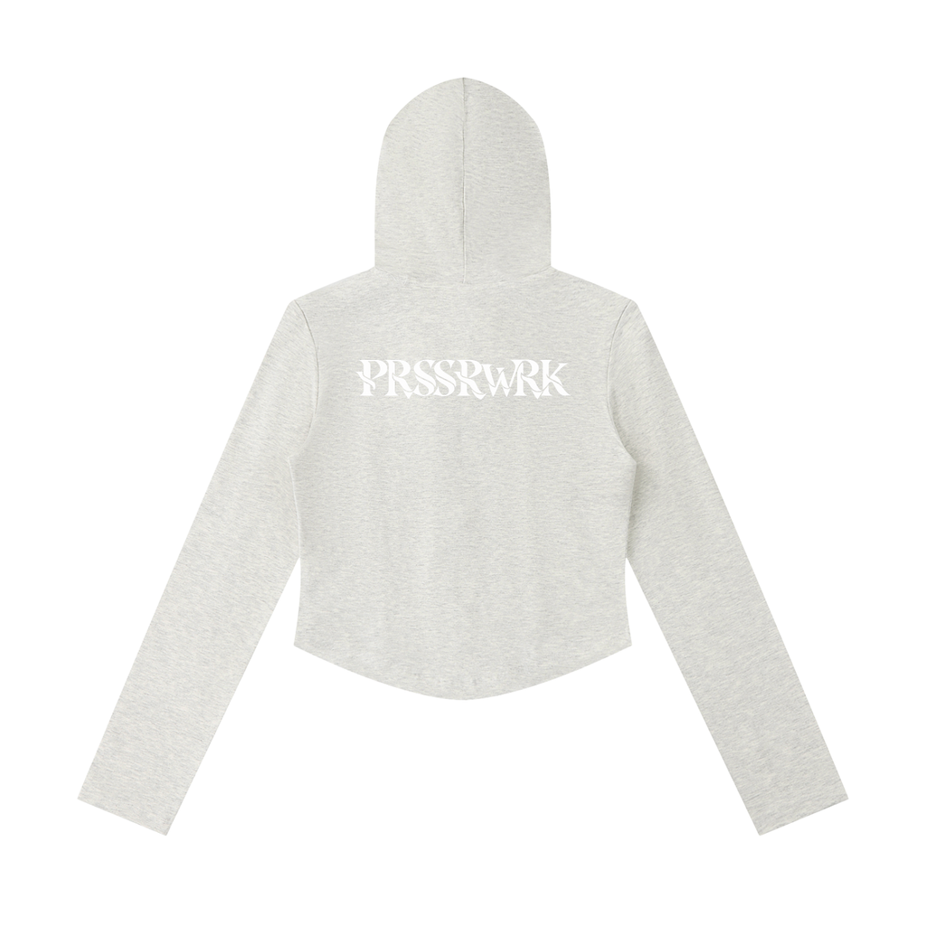 Prssrwrk Women's Slim Cropped Full Zip Hoodie