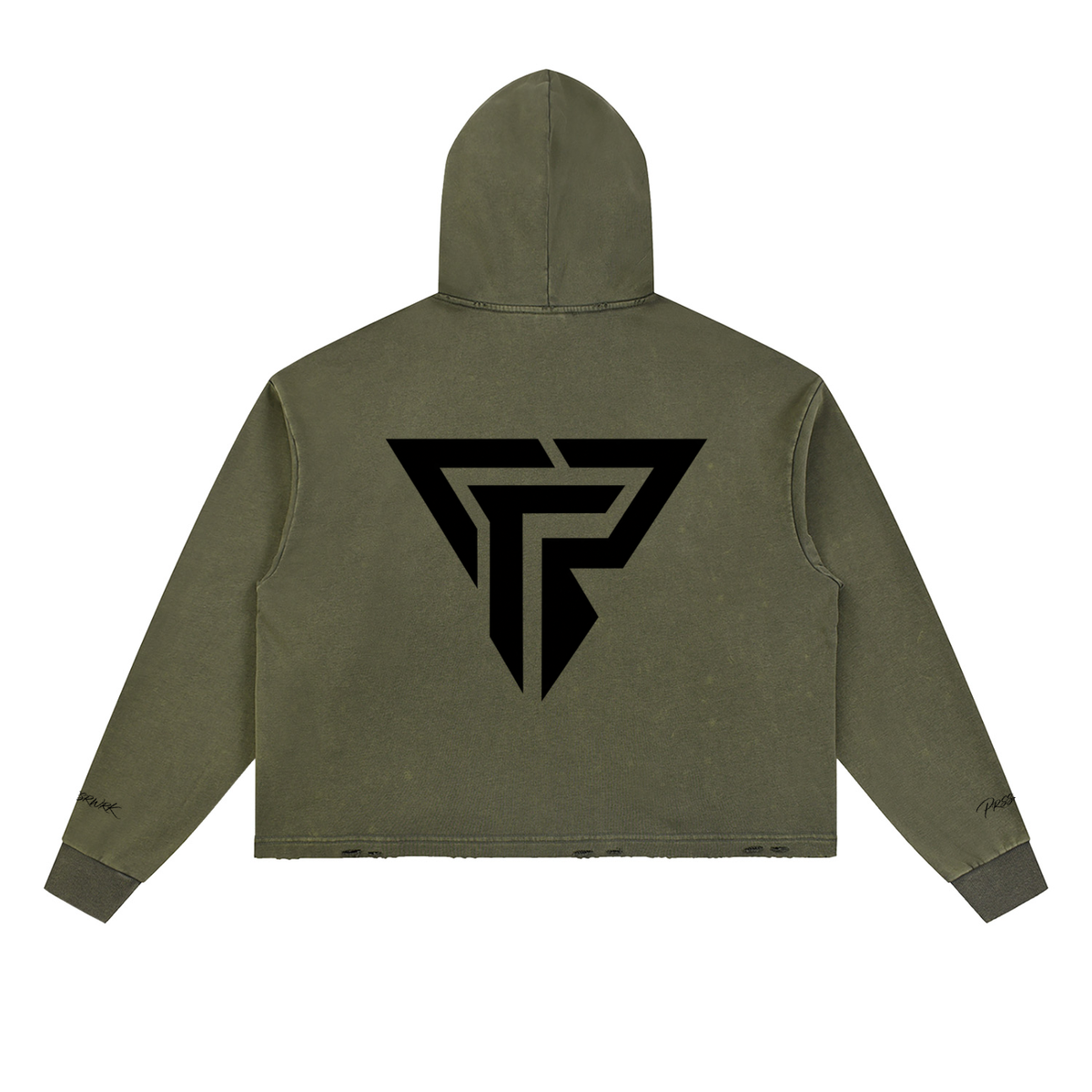 PRSSRWRK Vintage Washed Frayed-Hem Hoodie