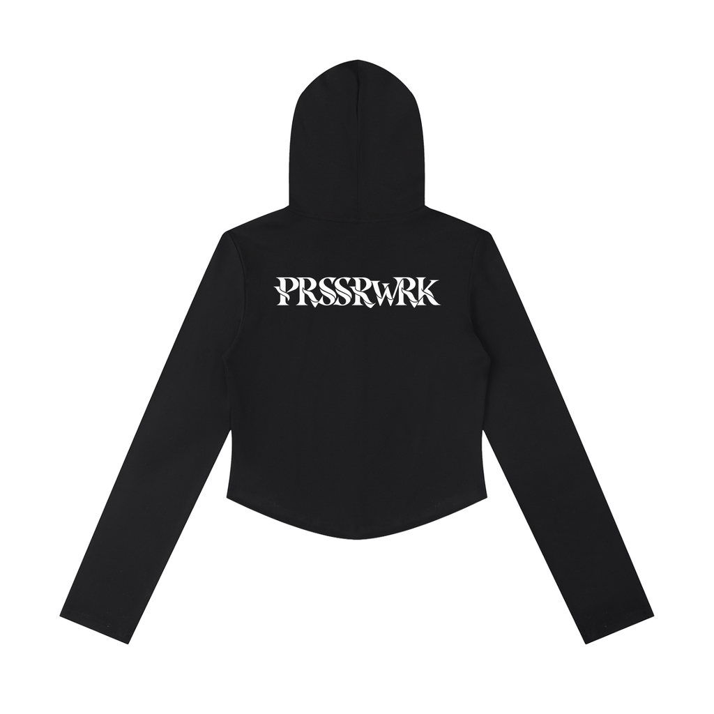 Prssrwrk Women's Slim Cropped Full Zip Hoodie